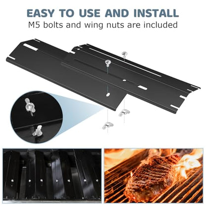 Universal Porcelain Steel Adjustable Grill Heat Plates Heat Tents Heat Shields Grill Burner Cover,Compatible with Charbroil, Nexgrill, Brinkmann, Dyna Glo etc.,Extends from 11.75" up to 21" L, 4 Pack - size: Porcelain Enameled 4-Pack