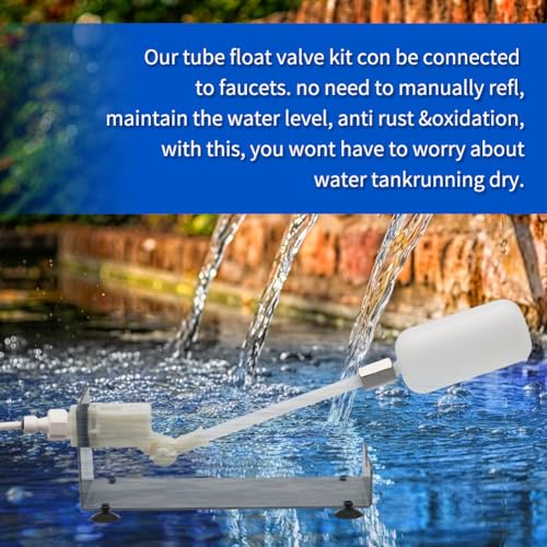 Water Fountain Auto Fill System, Autofill Water Level Kits Pond Auto Fill Float Valve with Adjustable Arm for Outdoor Fountains Ponds Pool Water Tank Garden