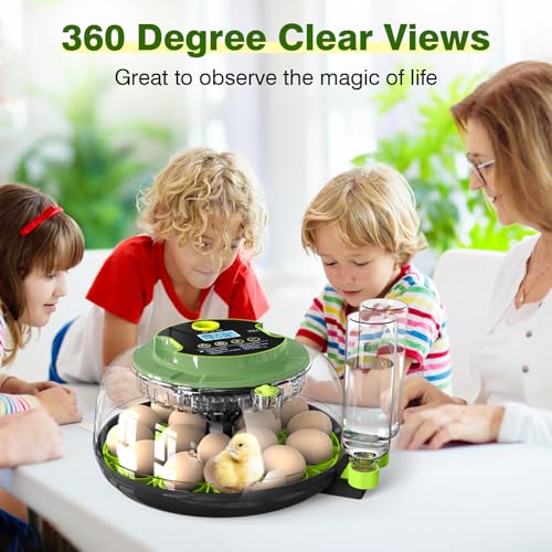 18 Chicken Egg Incubator with Temperature Control, Humidity Display, Auto Egg Turner, Egg Candler, 2 Size Egg Trays, Chick Incubaotrs for Hatching Eggs Digital Incubator for Chicken, Duck Eggs - style: 18 Eggs