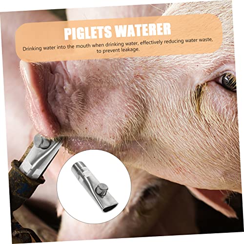 Totority 5pcs Sturdy Stainless Steel Pig Waterer Automatic Feeder Piglets Drinking Nozzle Livestock Trough