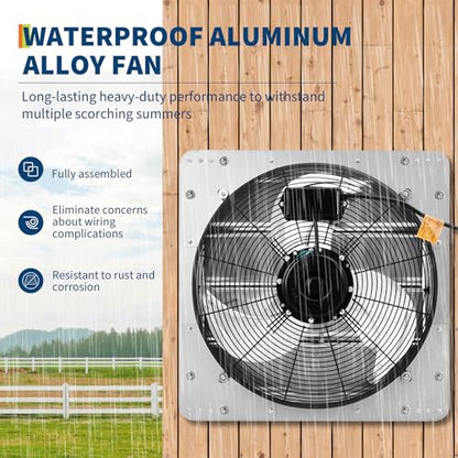 TrailBlaze High-Speed 14 Inch Shutter Exhaust Fan – 1500 CFM Industrial Wall Mounted Ventilation – Automatic Aluminum Shutters – Quiet Durable Motor – Perfect for Attic, Garage, Greenhouse, Workshop - size: 14 Inchs