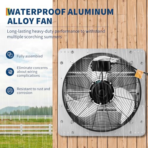OUTLANE High-Efficiency Industrial Shutter Exhaust Fan - Automatic Wall-Mounted Ventilation - Quiet High-Speed Motor - Powerful Airflow for Attic, Garage, Greenhouse, Workshop, Commercial Spaces - size: 18IN