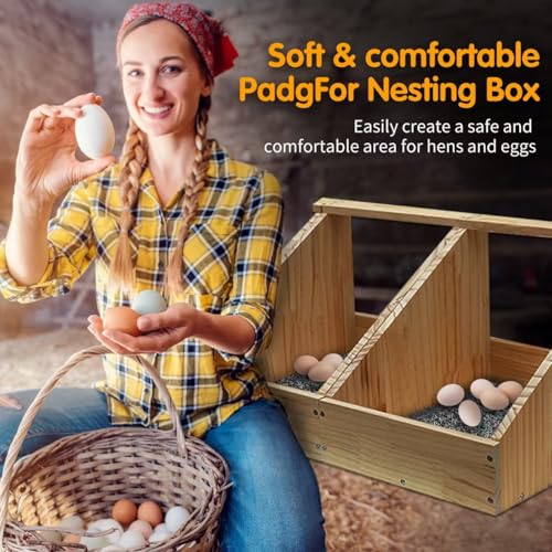 6 Pcs Chicken Nesting Pads, Washable Nesting Box Liners for Chicken Coop, Reusable Plastic Nest Box Pads, Chicken Laying Mats, Chicken Coop Accessories 12×12 inch