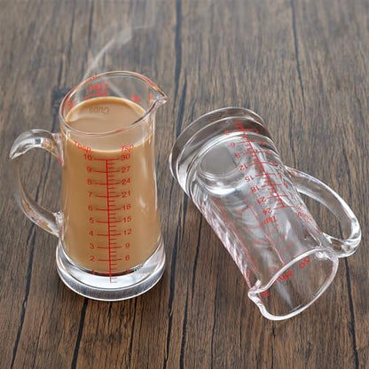 Ackers Glass Measuring Cup 5 Oz/150ml Shot Glass Measuring Cup with V-Spout,Insulated handle