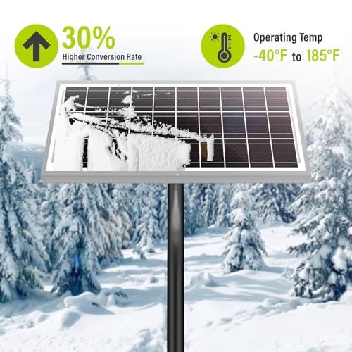 Newpowa 15W 12V 10BB Solar Panel Automatic Gate Openers, Compatible with Mighty Mule, Powered Charger Kit Mounting Bracket + Installation Tool Kit