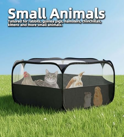 Small Animal Playpen with Mesh Cover & Waterproof Bottom Cat Tent Chicken Brooder Rabbit Guinea Pig Cage Playpen for Small Animals Indoor Outdoor Use - color: Pink