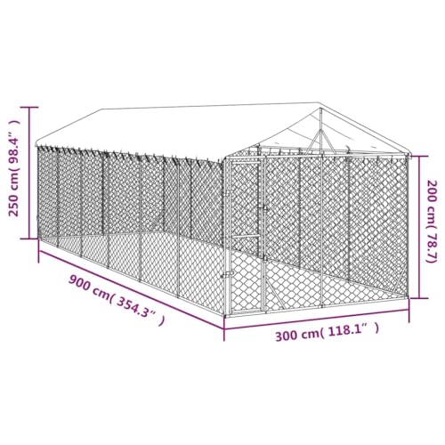 Outdoor Dog Kennel Large with Galvanized Steel Frame and Polyethylene Roof, Spacious 35.4x118.1x98.4 Inch Pet Enclosure, Lockable Door, Weather-Resistant, - size: 35.4 x 98.4 x 98.4 in