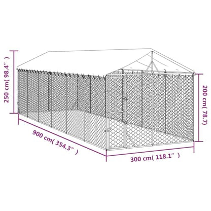 Outdoor Dog Kennel Large with Galvanized Steel Frame and Polyethylene Roof, Spacious 35.4x118.1x98.4 Inch Pet Enclosure, Lockable Door, Weather-Resistant, - size: 35.4 x 98.4 x 98.4 in