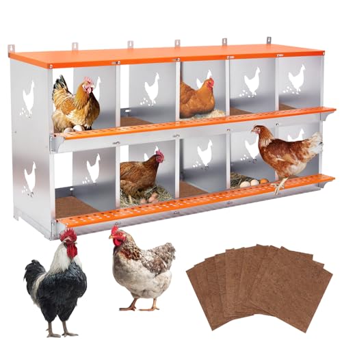 Chicken Nesting Box for Laying Eggs (53" L x 17" W x 25" H) | 10 Room Chicken Laying Boxes, Nesting Boxes for Chickens, Heavy Duty Metal Chicken Coop - size: 53" L x 17" W x 25" H