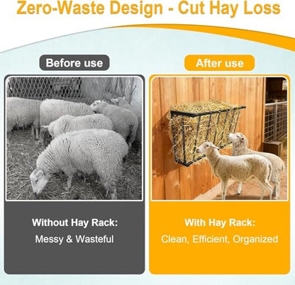 20'' Metal Wall Mount Hay Feeder, 15 Gallon Livestock Feeder for Goats Horses Cattle, Indoor/Outdoor Hay Rack Blanket Holder - size: 20 Inch