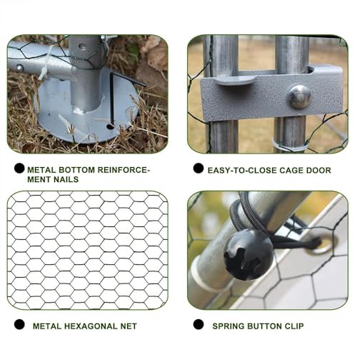 Garvee Large Metal Chicken Coop,Walk-in Poultry Cage,Outdoor Hen Run House with Waterproof and Anti-Ultraviolet Cover Rabbits Habitat Cage for Outdoor - size: 19.6"L x 9.8"W x 6.4"H