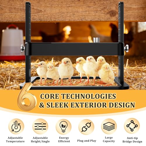 Upgraded Chick Heating Plate with Adjustable Height & Angle, Thermostatic Control Chick Warmer Pad for Enclosed Indoor Space – Ideal for Chicks - size: small-03