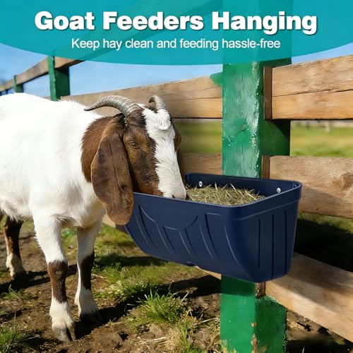 Chicken Feeder Waterer,Duck Feeder,Hanging Goat Feeder,5 Quart*3 Pack,Blue | Feeder Trough for Sheep Poultry Dog Livestock,Fences & Walls Feeder Trough,Easy to clean,Easy to install,Includes clips - color: 3 Pack Blue