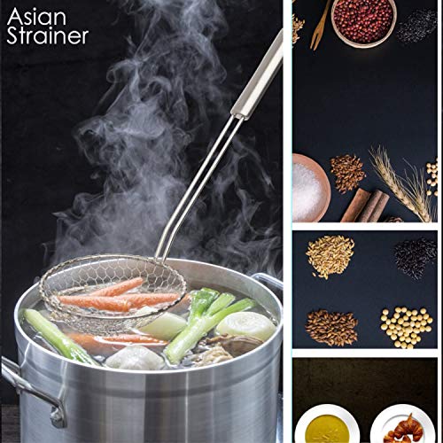 Best Utensils Asian Kitchen Stainless Steel Spider Strainer Professional Wire Skimmer with Spiral Mesh (7-Inch Strainer Basket) - size: 7-Inch