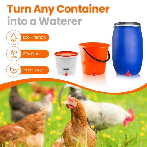 Chicken Waterer, DIY Chicken Water Feeder for Poultry Automatic Chicken Water Cups Gravity Filling Poultry Waterer with Hole Saw for Buckets Boxes Troughs (9 Pack)