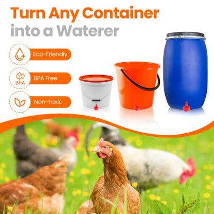 Chicken Waterer, DIY Chicken Water Feeder for Poultry Automatic Chicken Water Cups Gravity Filling Poultry Waterer with Hole Saw for Buckets Boxes Troughs (9 Pack)