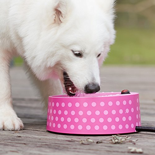 Heated Pet Bowl, Outdoor Pet Thermal Water Bowl, Dog Cat Heated Water Bowl with 69 Inch Chew Resistant Cord and Waterproof ON/Off Switch (New Polkadots) - color: New PolkaDots
