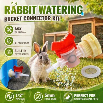 4pcs Rabbit Watering System Bucket Connector Kit to ID 5/16" Hose,Poultry Watering Equipment, Animal Water Dispenser,Includes Bulkhead Fitting, Barb Ball Valve and Mesh Washer (A)