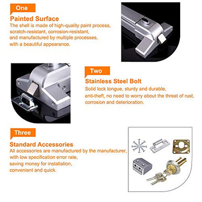 Push Bar Door Lock with 6 Keys, Emergency Exit Door Hardware with Handle, Aluminum Commercial Push Bar Panic Exit Device Left/Right Compatible - color: With Handle