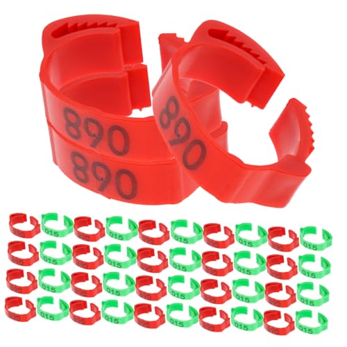 GALPADA 200pcs Chicken Leg Bands Plastic Tags for Poultry Identification Easy Management for Chickens Ducks Geese Red Green Color