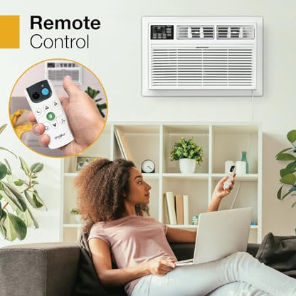 Whirlpool 10,000 BTU Through the Wall Air Conditioner, 115V, Cools up to 450 Sq. Ft. for Living Room, Bedroom, Kitchen with Dehumidifier and Remote Control, White - size: 10,000 BTU
