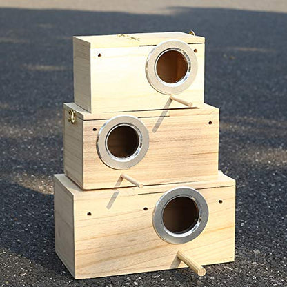 YJJKJ Wood Parakeet Nest Box Pet Bird House Parrot Breeding Mating Box Bird Cage Box for Lovebirds Cockatiel Parrotlets Budgerigar Parakeet (L) - size: Large