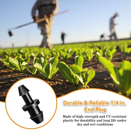 Gardrip Drip Irrigation End Plug: 120 Pack Barbed End Cap Irrigation Parts Fit for 1/4 Inch Drip Tubing Line Closure for Garden Lawn System - color: Plug-120P