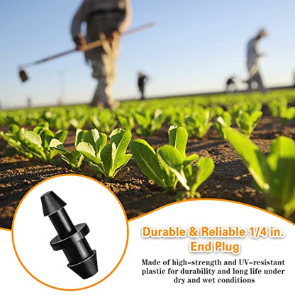 Gardrip Drip Irrigation End Plug: 120 Pack Barbed End Cap Irrigation Parts Fit for 1/4 Inch Drip Tubing Line Closure for Garden Lawn System - color: Plug-120P