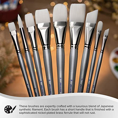 Silver Brush 1506-012 Silverwhite Long Handle White Taklon Brush, Angular, 1/2-Inch - size: 1/2-Inch