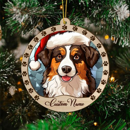 Personalized Australian Shepherd Ornament, Australian Shepherd Christmas Ornament, Custom Name Australian Shepherd Dog Suncatcher for Christmas Tree - color: Australian Shepherd