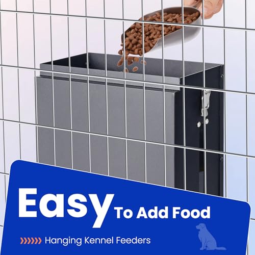 17Lbs Automatic Dog Feeder for Outside Kennel, Galvanized Gravity Dog Food Dispenser for Hanging Cage, Pet Cage Feeder for Large Breed,Rabbit,Chicken,Puppy,Ferret,Chinchilla,Ferret