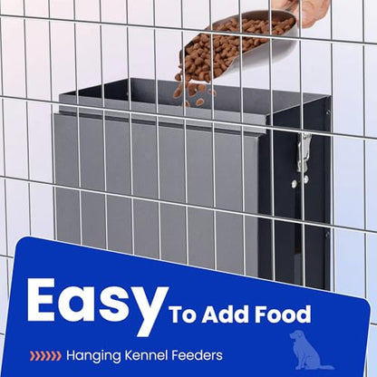 17Lbs Automatic Dog Feeder for Outside Kennel, Galvanized Gravity Dog Food Dispenser for Hanging Cage, Pet Cage Feeder for Large Breed,Rabbit,Chicken,Puppy,Ferret,Chinchilla,Ferret