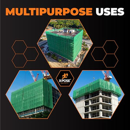 Xpose Safety Construction Safety Netting – 4' x 150', 1/4" Mesh Scaffold Safety Net, Temporary Material Roll, Visibility Fence, Heavy-Duty Fire Retardant, Green - color: 3) Green, size: 4' X 150' – 1/4" Mesh