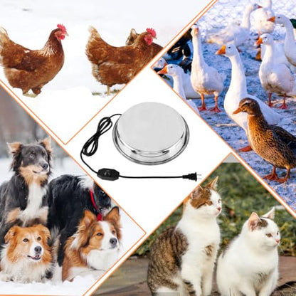 Heated Chicken Waterer, 11.8'' Chicken Water Heater Farm Heated Base for Metal Poultry Founts Waterer, Rapidly & Continuously Heat Cold Water for Chicken Turkey Goose Duck Pigeon Drinker in Winter