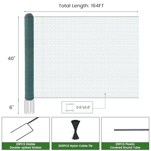 DoCred Non Electric Fence Netting, 40in x 164ft Movable Livestock Nets | Portable Chicken Mesh for Ducks, Goats, Sheep, Dog, Reusable Nylon Animal Barrier Fencing for Backyards, Farms Ranches - size: 40in x 164ft(Nylon)