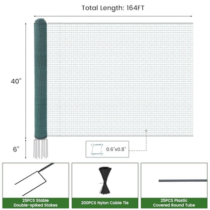 DoCred Non Electric Fence Netting, 40in x 164ft Movable Livestock Nets | Portable Chicken Mesh for Ducks, Goats, Sheep, Dog, Reusable Nylon Animal Barrier Fencing for Backyards, Farms Ranches - size: 40in x 164ft(Nylon)