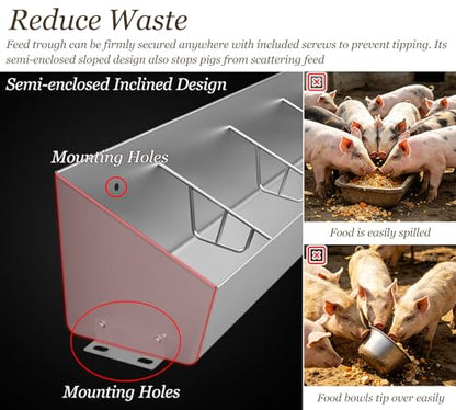 Large Capacity Goat Feeder Replacement Part, Heavy Duty Hay Feeder with Separated Fence, Wall & Floor Mounted Pig Feeder for Pasture(L150cm/4.9ft(5 Slots)) - size: L150cm/4.9ft(5 Slots)