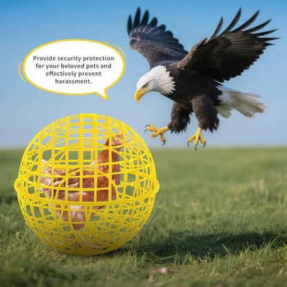 AceOrbit 3 Pcs 11.8 Inch Yellow 2026 Chicken Ball Cage, Plastic Rolling Orb Movable for Chickens Rabbits Birds Pigeons, Outdoor Farm Range Portable Round Coop Hutch Safety Globe Prevents Dog Bites - size: 11 Inch