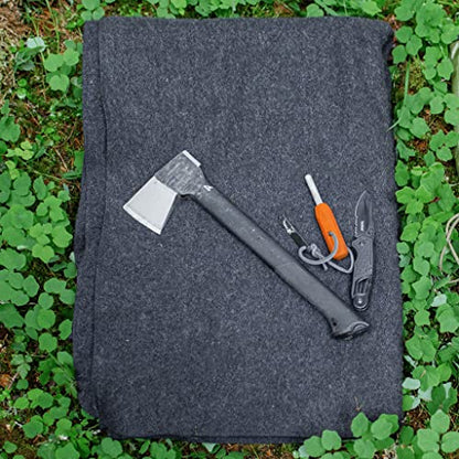 Arcturus Military Wool Blanket - Warm, Thick, Washable - Great for Outdoors, Camping, Stadium Blanket, Picnics, Travel - Car & Bushcraft Survival Kits - color: Charcoal