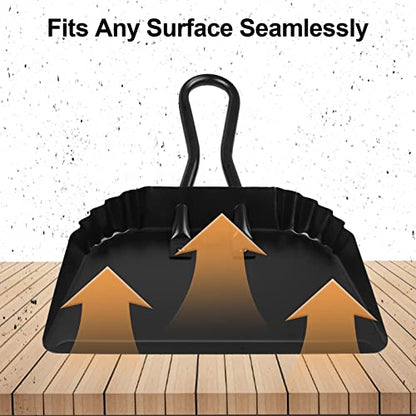 Heavy-Duty Metal Dust Pan-10”Wide Handheld Angled Dustpan with Grip Handle | Stainless Steel Dust Pan with Handle,Precision Edge for Small Debris,Black Hanging Dustpan for Home,Fireplace Ash,Wood Stove - size: dustpan 11.8inches