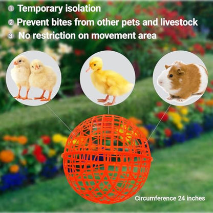 7.8" Ball-Shaped Movable Pigeon Chick Coop, Little Rabbit Duck Guinea Pig Safe Walking Net,Preventing Dog Bites, Predation by Eagles Wolves Cats Eagles, Pet Safety Cage - color: Red