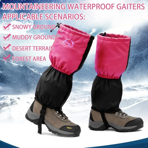 Winter Snow Gaiters for Hiking - Waterproof Ankle Covers for Snow Trekking, Skiing - Universal Fit Men Women - color: Blue fleece
