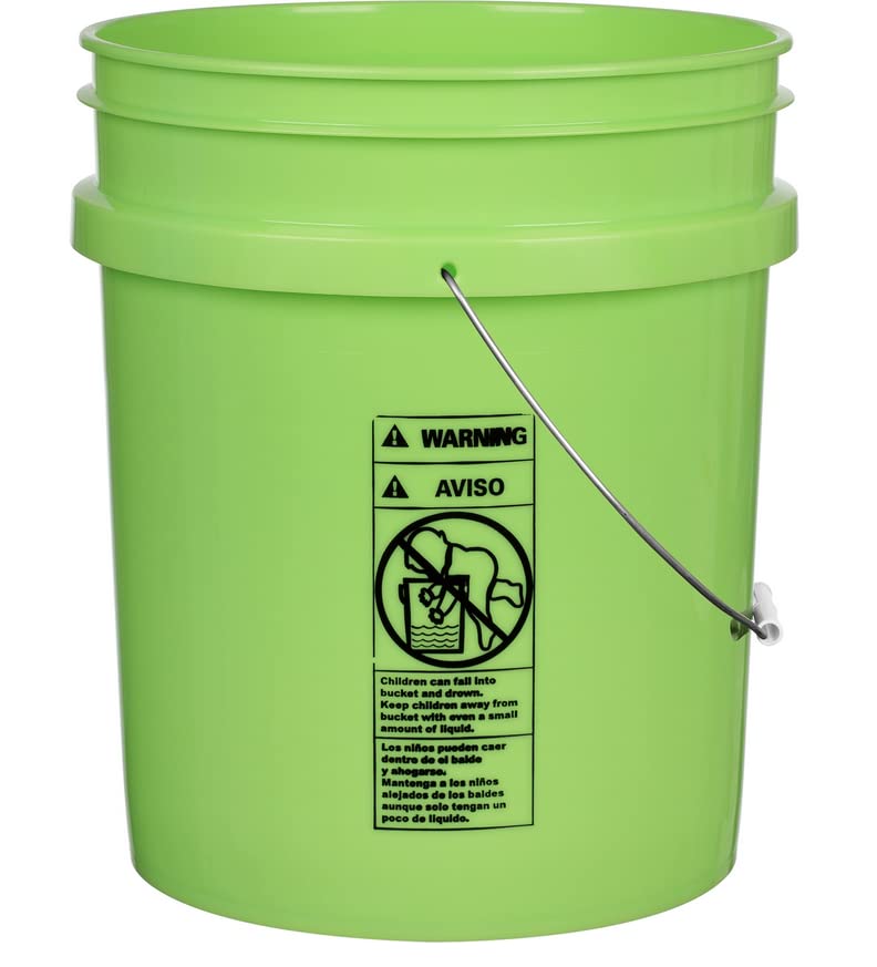 House Naturals 5 Gallon Food Grade Lime Green Plastic Bucket with Screw On Air Tight Double Gasket Lid (3 Pack) - size: 5 Gallon