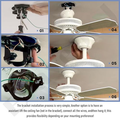 2 Pcs Ceiling Fan Mounting Bracket Ceiling Fan Mounting Kits 77059 Compatible with Ca-thedral Ca-nopy Living Room, Ceiling Fan Parts Black (Without Wire)