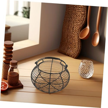 Generic 2pcs Black Metal Wire Egg Gathering Baskets with Handles, Farmhouse Kitchen Storage Bins for Fresh Egg Collection and Countertop Organization