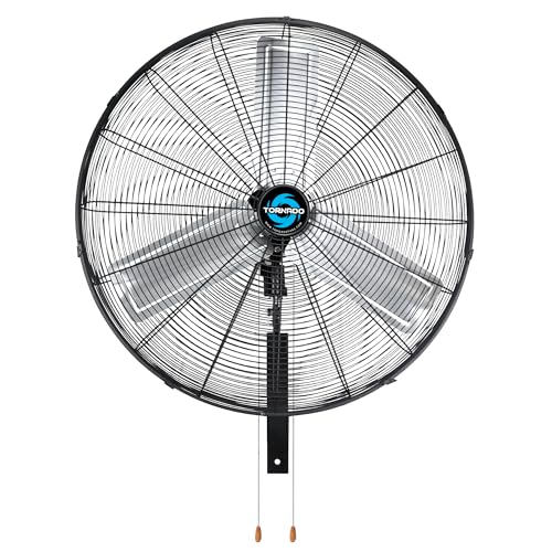 Tornado 30 Inch Pro Series High-Velocity Oscillating Wall Mount Fan – 3 Speed, 8850 CFM, 6.6 FT Cord, UL Safety Listed – Ideal for Commercial & Industrial Use, Black - size: 30 Inch