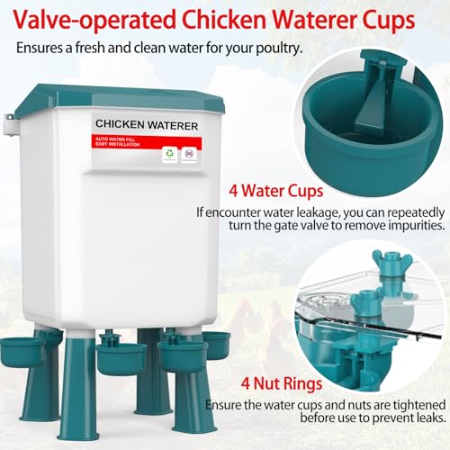 Chicken Feeder and Waterer Set, Chicken Coop Accessories with Hanging Chickens Poultry Feeder and Chicken Waterer Kit No Waste, 3 Gallon/26 Pounds, Blue - color: Blue, size: 12KG