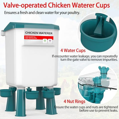 Chicken Feeder and Waterer Set, Chicken Coop Accessories with Hanging Chickens Poultry Feeder and Chicken Waterer Kit No Waste, 3 Gallon/26 Pounds, Blue - color: Blue, size: 12KG