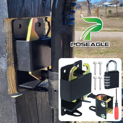 5 inch Black S16100700 Two Way Lockable Gate Latch with 4-Digit Combination Lock and Screwdriver for Metal Gates with 1-1/4" to 1-1/2" Diameter Tubes - color: A01 1xLockable Gate Latch for 1-1/4 to 1-1/2 Tubes