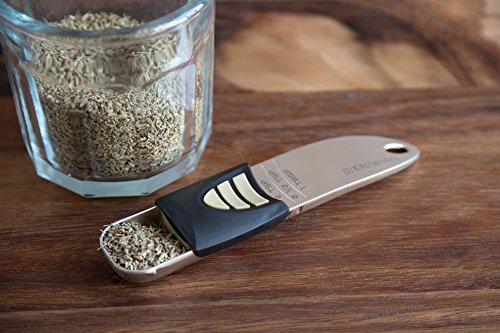 KitchenArt Professional Series Tablespoon, Champagne Satin Measuring Spoon, Adjustable from 1/2 Teaspoon to 1 Tablespoon, White & Black - size: 1-Piece Set
